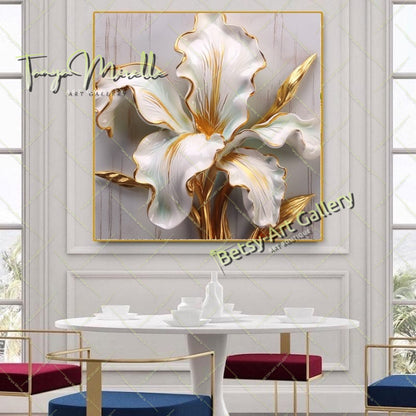 Textured Flower Bouquet Canvas Print, Floral Home Wall Art Decor