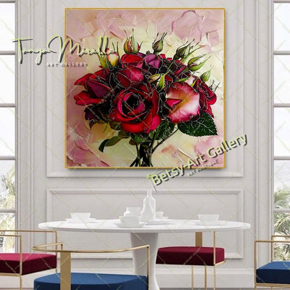 Luxury Floral Artwork on Canvas, Botanical Wall Decor for Living Spaces