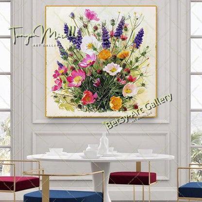 Garden Blossom Canvas Art Print, Colorful Botanical Artwork