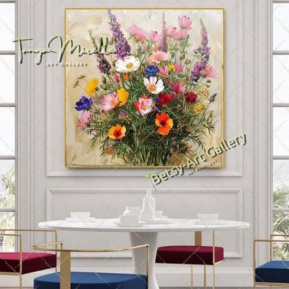 Garden Blossom Canvas Art Print, Colorful Botanical Artwork