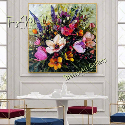 Spring Bloom Floral Canvas Wall Art, Contemporary Flower Print