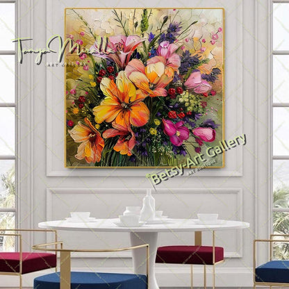 Spring Bloom Floral Canvas Wall Art, Contemporary Flower Print