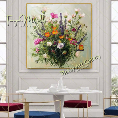 Garden Blossom Canvas Art Print, Colorful Botanical Artwork