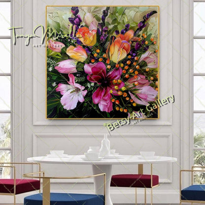 Spring Bloom Floral Canvas Wall Art, Contemporary Flower Print