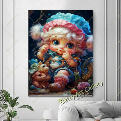 Funny Black Cat Abstract Pet Canvas Print