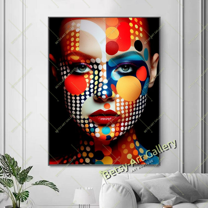 Black Yellow Woman Abstract Face Fashion Canvas Print B art gift boho decor bold character design bold wall print canvas print canvas wall art contemporary artwork giclée prints large canvas print large wall art modern art print modern room decor modern wall art original pop culture art pop art canvas print print on canvas statement piece stretched canvas art unique wall art vibrant home decor wall art prints
