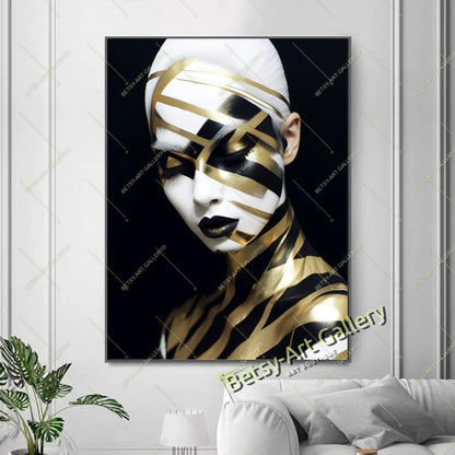 Black Yellow Woman Abstract Face Fashion Canvas Print L art gift boho decor bold character design bold wall print canvas print canvas wall art contemporary artwork giclée prints large canvas print large wall art modern art print modern room decor modern wall art original pop culture art pop art canvas print print on canvas statement piece stretched canvas art unique wall art vibrant home decor wall art prints