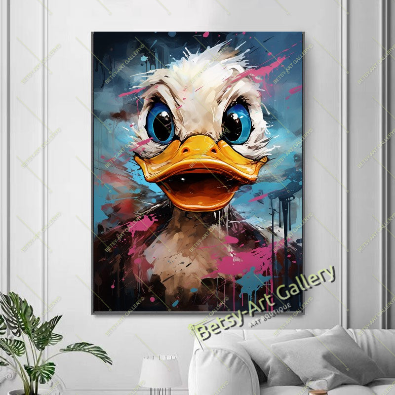 Funny Duck Warrior Wall Art - Modern Pop Art Canvas Print