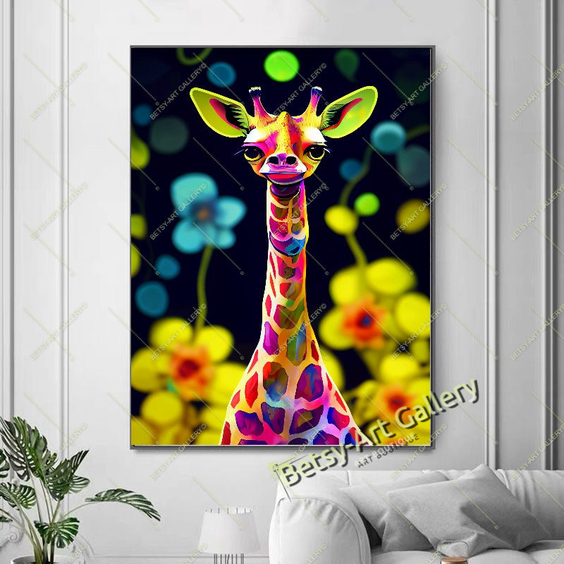 Funny Black Cat Abstract Pet Canvas Print