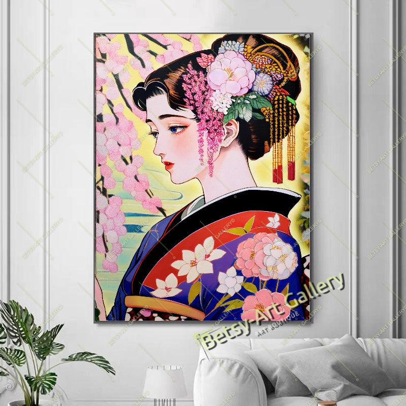 Modern Japanese Woman Art, Pop Art Geisha Artwork