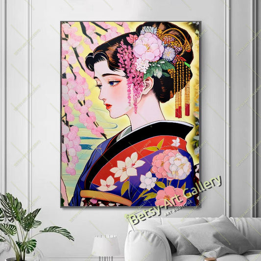 Modern Japanese Woman Art, Pop Art Geisha Artwork
