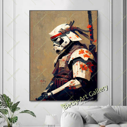Dark Galactic Warrior Canvas Print, Sci-Fi Space Soldier Art