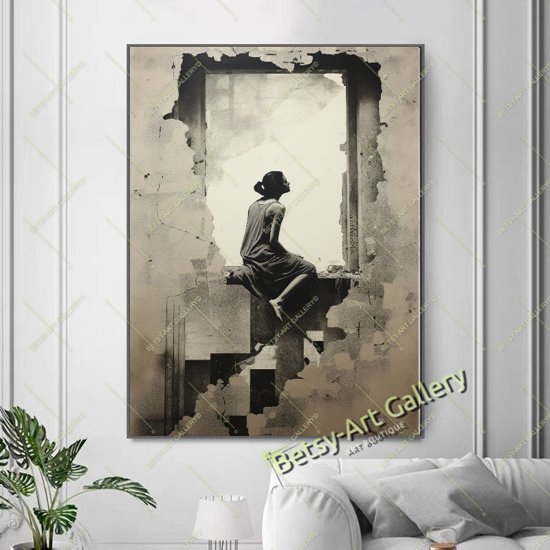 Girl on a Swing in the Sky Canvas Print