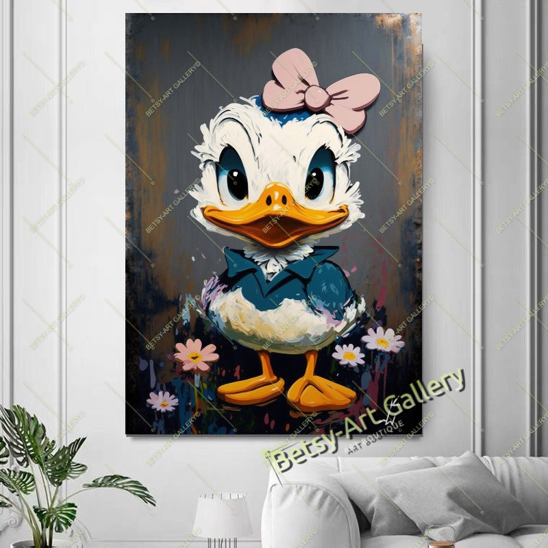 Funny Duck Warrior Wall Art - Modern Pop Art Canvas Print