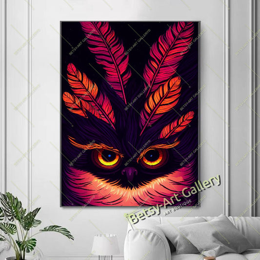 Whimsical Owl Abstract Animals Canvas Print