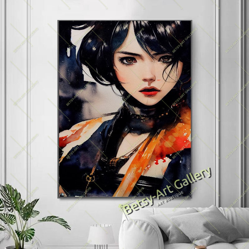 Modern Japanese Woman Art, Pop Art Geisha Artwork