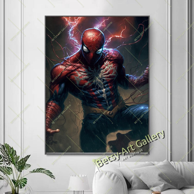 Spider-Man Red Blue Superhero Wall Art Print