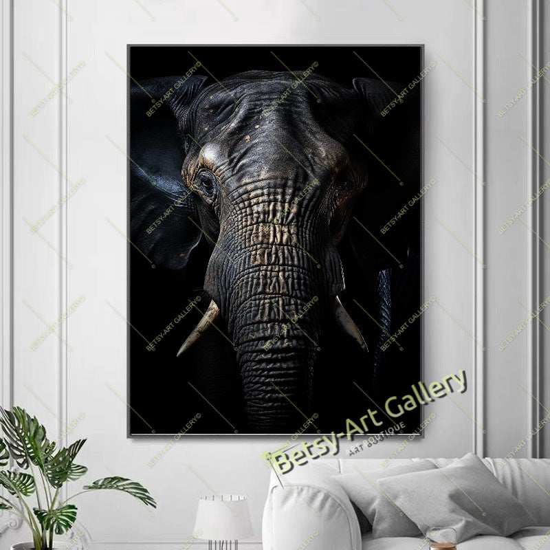 Tattooed Elephant Canvas Print, Bohemian Wall Art Decor