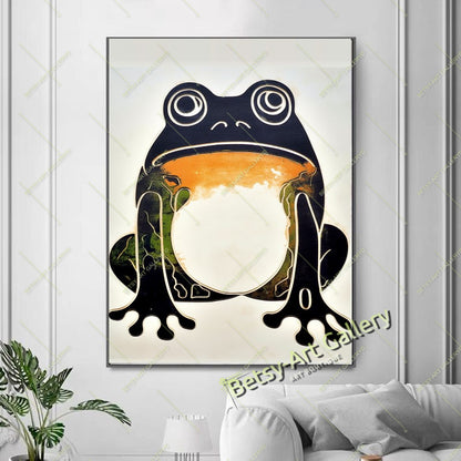 Vintage Japanese Wabi-Sabi Frog Canvas Print A art gift asian style painting canvas print canvas wall art contemporary artwork giclée prints japanese minimalism canvas large canvas print large wall art meditative artwork minimalist art print minimalist canvas modern art print modern pop art modern wall art nature inspired print peaceful decor print on canvas simple natural art statement piece stretched canvas art tranquil frog print wabi sabi frog art wall art prints zen wall decor