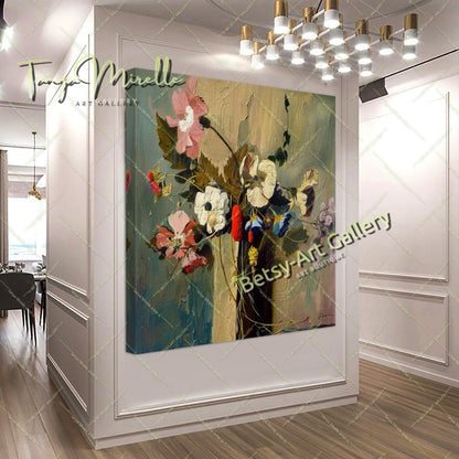 Wildflower Bouquet Canvas Print, Nature Inspired Wall Art Decor