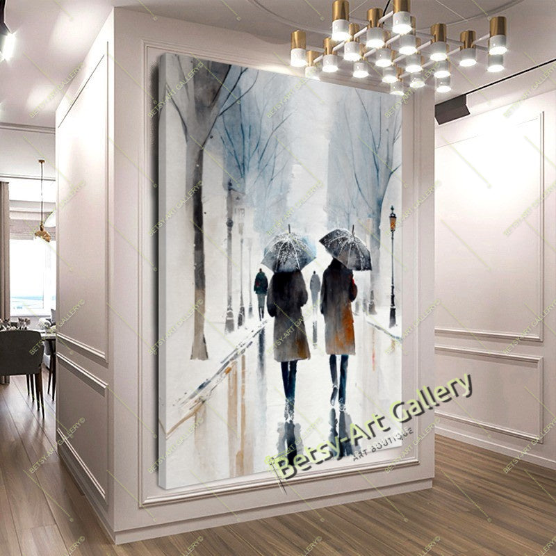 Elegant Lady at the Ocean Wall Art - Romantic Beach Scene Canvas Print