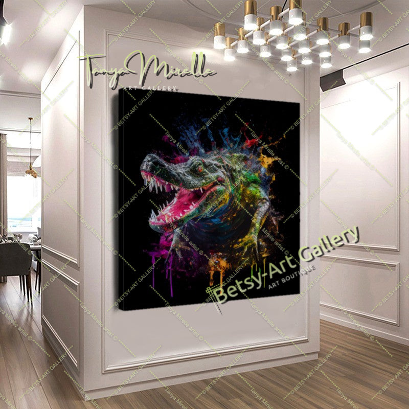 Colorful Crocodile Print – Contemporary Animal Printed Canvas