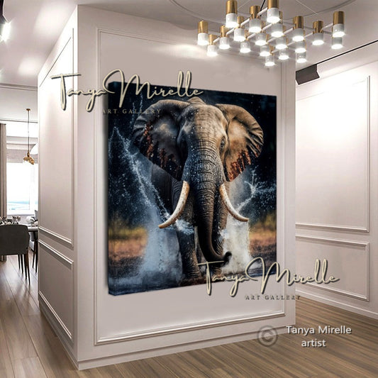 African Elephant Wall Art – Modern Wildlife Canvas Print