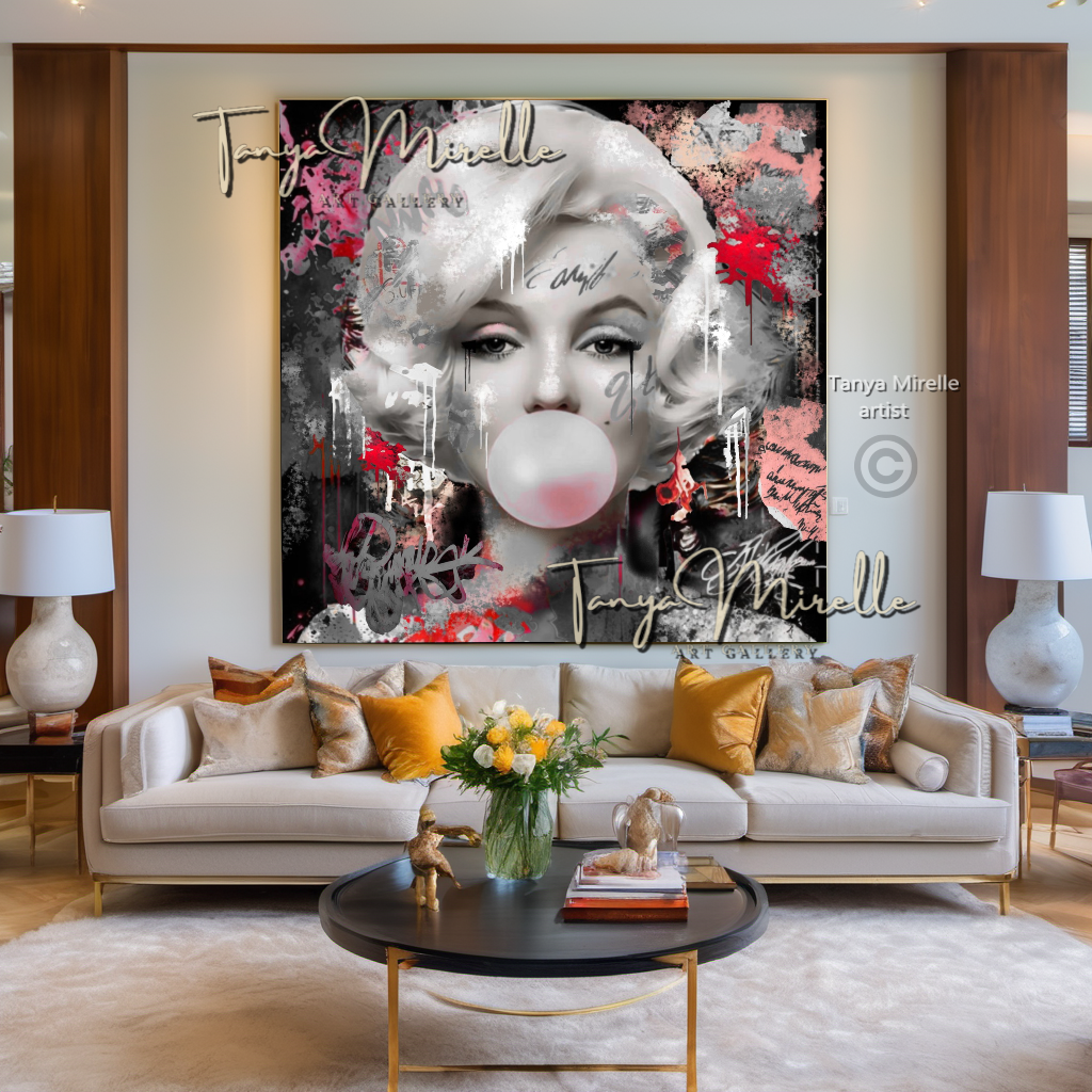 Marilyn Monroe Bubble Gum Art, Pop Art Print on Canvas canvas print canvas wall art celebriti art giclée prints graffiti art print graffiti canvas graffiti canvas art iconic art portrait large canvas print large wall art Large Wall Art Decor merilyn monroe art print Merilyn Monroe painting modern abstract art modern art print pop art print print on canvas ready to hang canvas street art on canvas stretched canvas art wall art prints