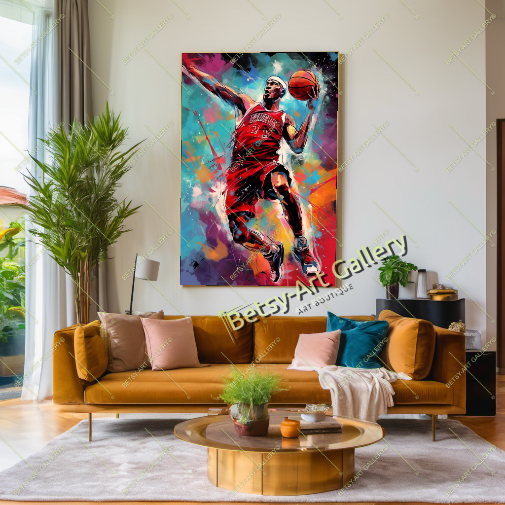 Basketball Player Canvas Print, Dynamic Sports Wall Art