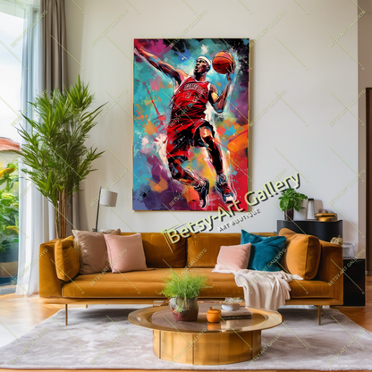 Basketball Player Canvas Print, Dynamic Sports Wall Art