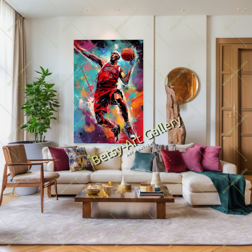 Basketball Player Canvas Print, Dynamic Sports Wall Art