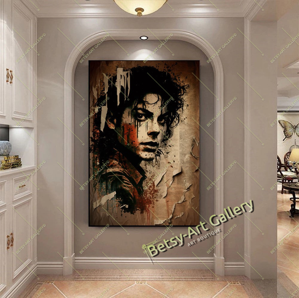 Michael Jackson Canvas Wall Art - Pop Legend Portrait Print