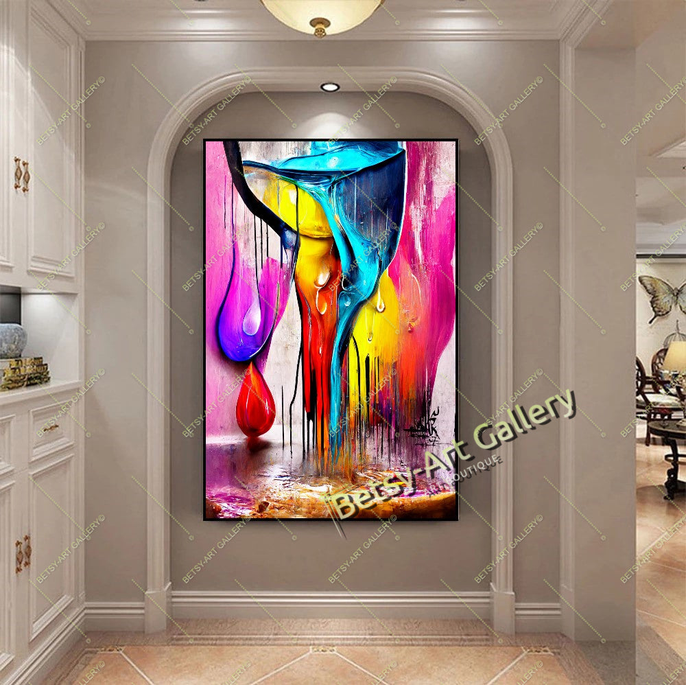 Bold Abstract Canvas Print, Vibrant Contemporary Home Decor