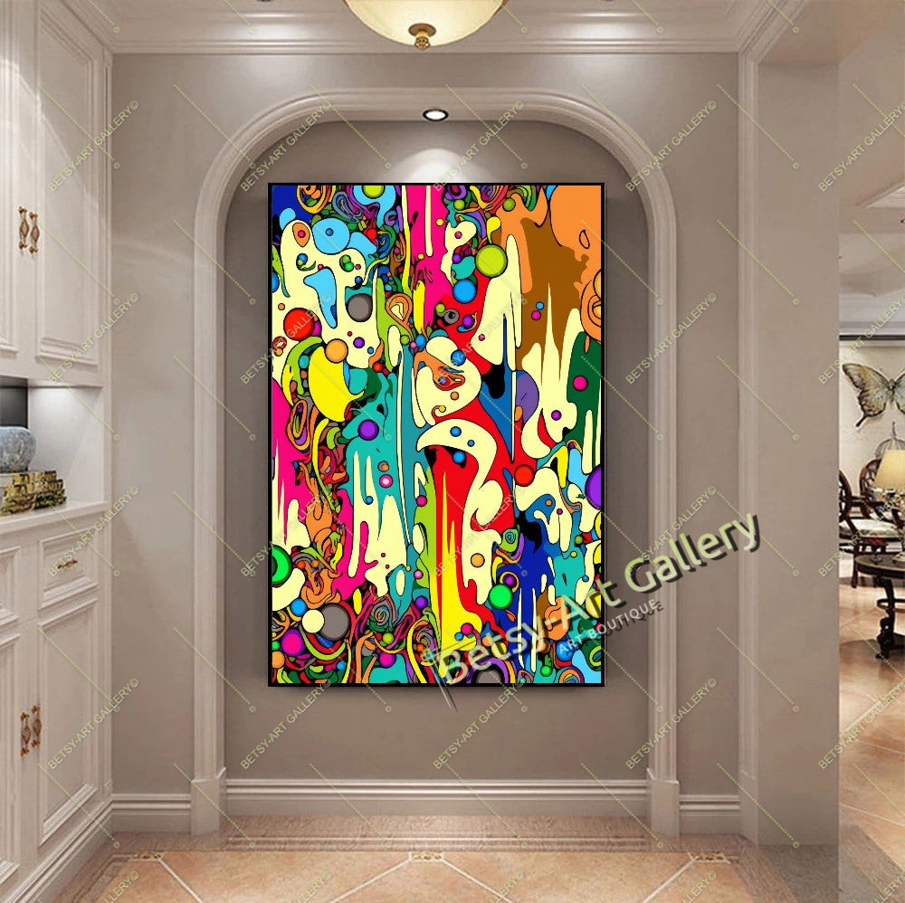 Bold Abstract Canvas Print, Vibrant Contemporary Home Decor