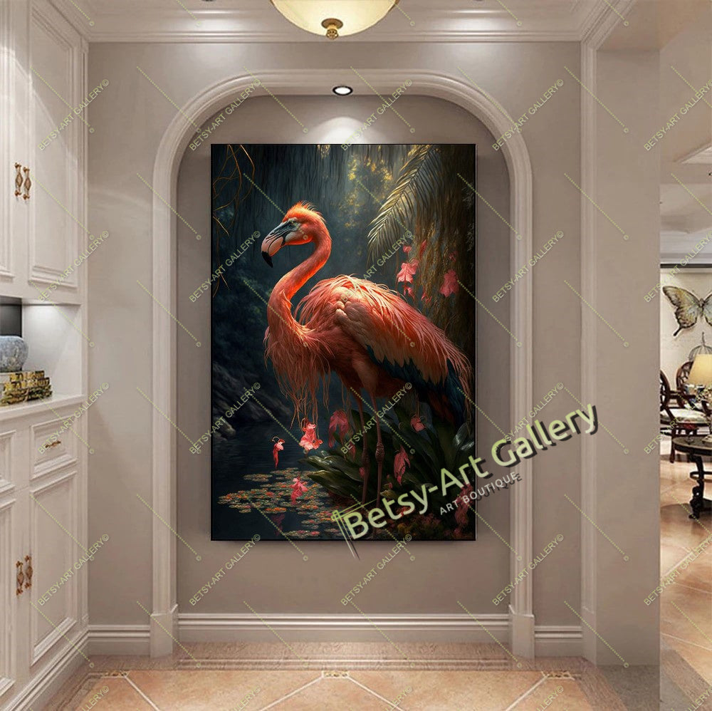 Jungle Exotic Birds Canvas Print, Tropical Parrots Wall Art – Large – Oil on Canvas – {{ product.title }} canvas artwork by Tanya Mirelle – modern wall decor – original artwork for home, living room, office, or gallery – original artwork by Tanya Mirelle Art Gallery