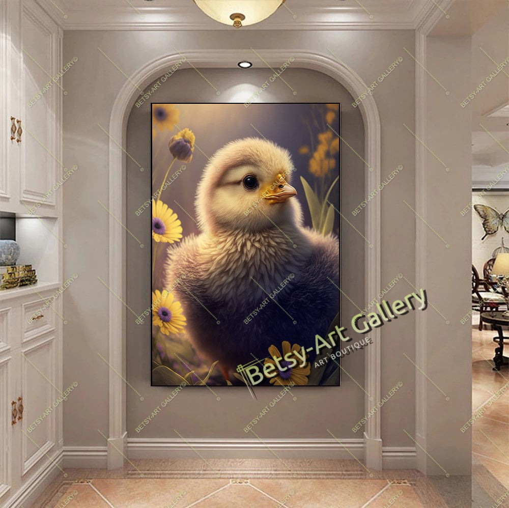 Yellow Duckling and Chick Canvas Print