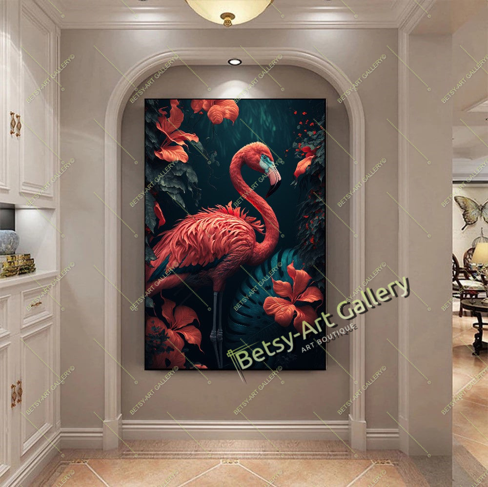 Jungle Exotic Birds Canvas Print, Tropical Parrots Wall Art – Large – Oil on Canvas – {{ product.title }} canvas artwork by Tanya Mirelle – modern wall decor – original artwork for home, living room, office, or gallery – original artwork by Tanya Mirelle Art Gallery