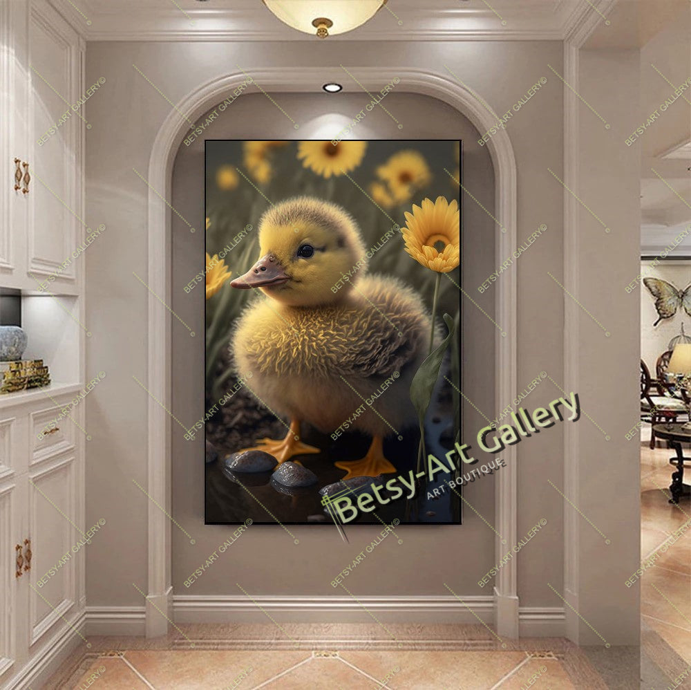 Yellow Duckling and Chick Canvas Print
