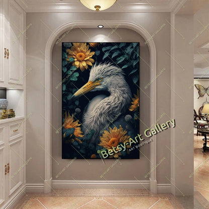 Jungle Exotic Birds Canvas Print, Tropical Parrots Wall Art