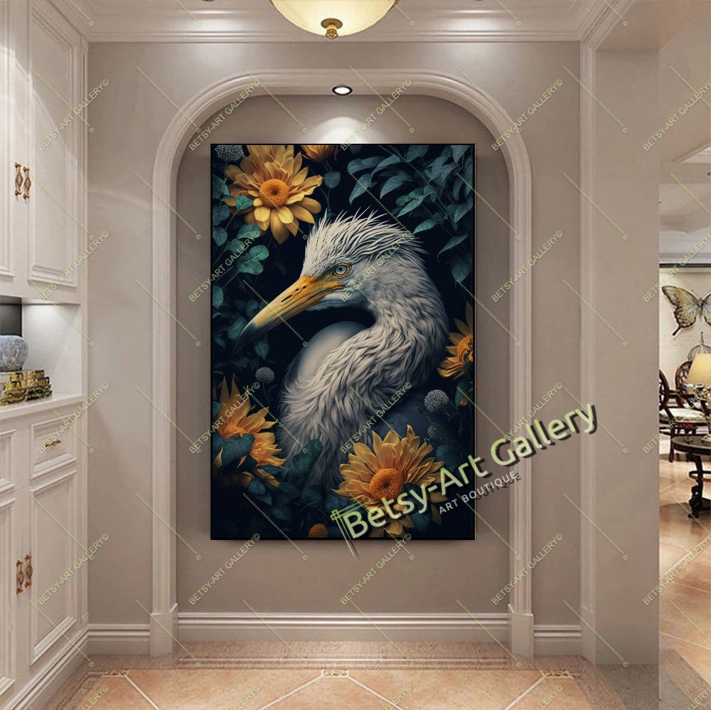 Jungle Exotic Birds Canvas Print, Tropical Parrots Wall Art – Large – Oil on Canvas – {{ product.title }} canvas artwork by Tanya Mirelle – modern wall decor – original artwork for home, living room, office, or gallery – original artwork by Tanya Mirelle Art Gallery