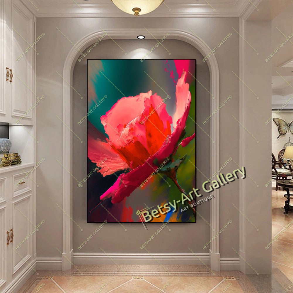 Cozy Floral Nature Canvas Print, Bee and Butterfly Wall Ar