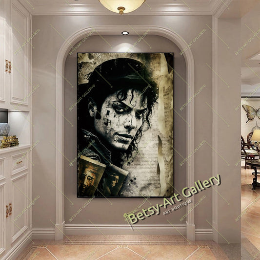 Michael Jackson Canvas Wall Art - Pop Legend Portrait Print
