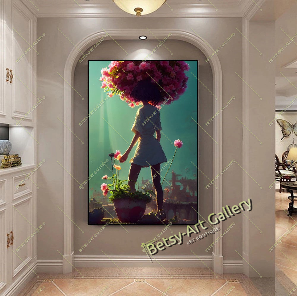 Elegant Lady at the Ocean Wall Art - Romantic Beach Scene Canvas Print