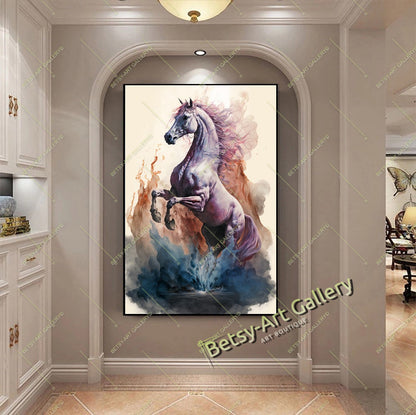 Arabian Running Horse Canvas Print - Modern Equine Art