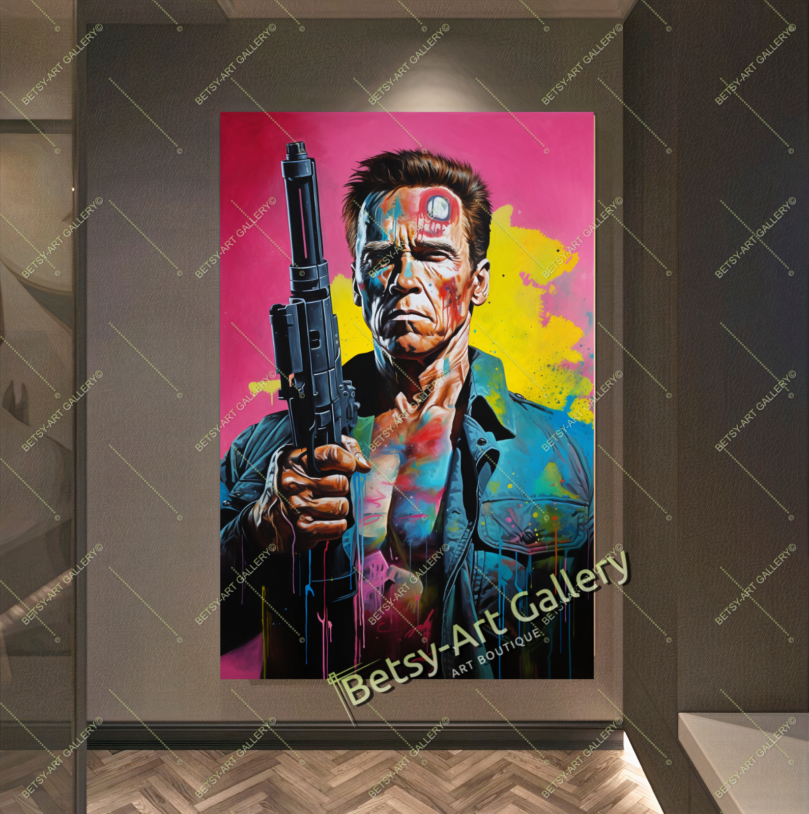 Terminator Colored Terminator Wall Art - Cyberpunk Superhero Wall Art – Tanya Mirelle Art ...
