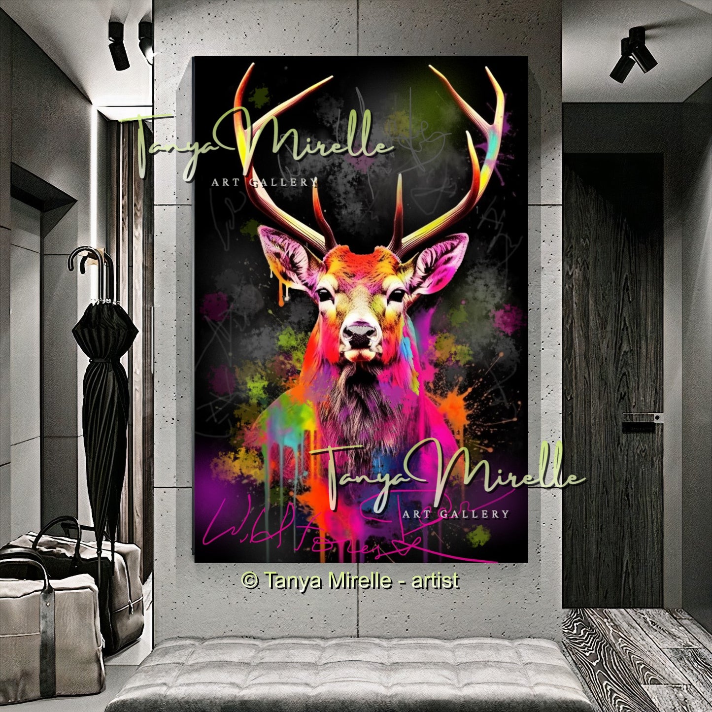 Vivid Graffiti Deer Canvas – Colorful Animal Print