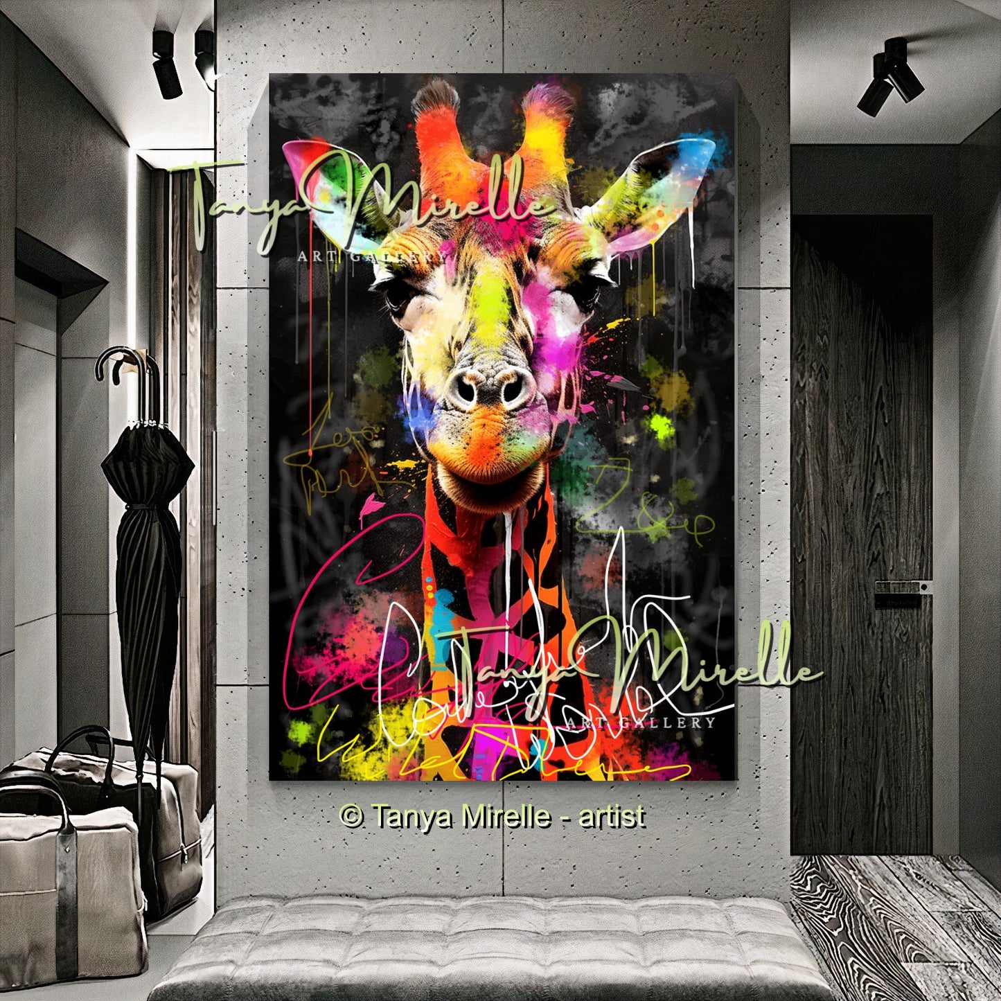 Graffiti Elephant Wall Art Print – Colorful Animal Canvas