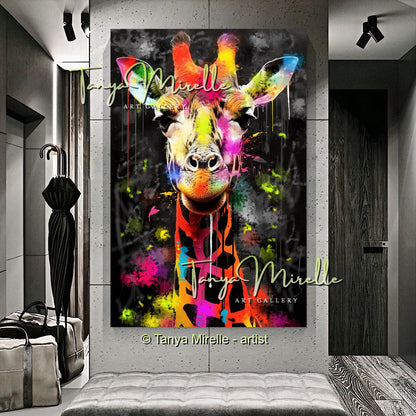 Graffiti Elephant Wall Art Print – Colorful Animal Canvas