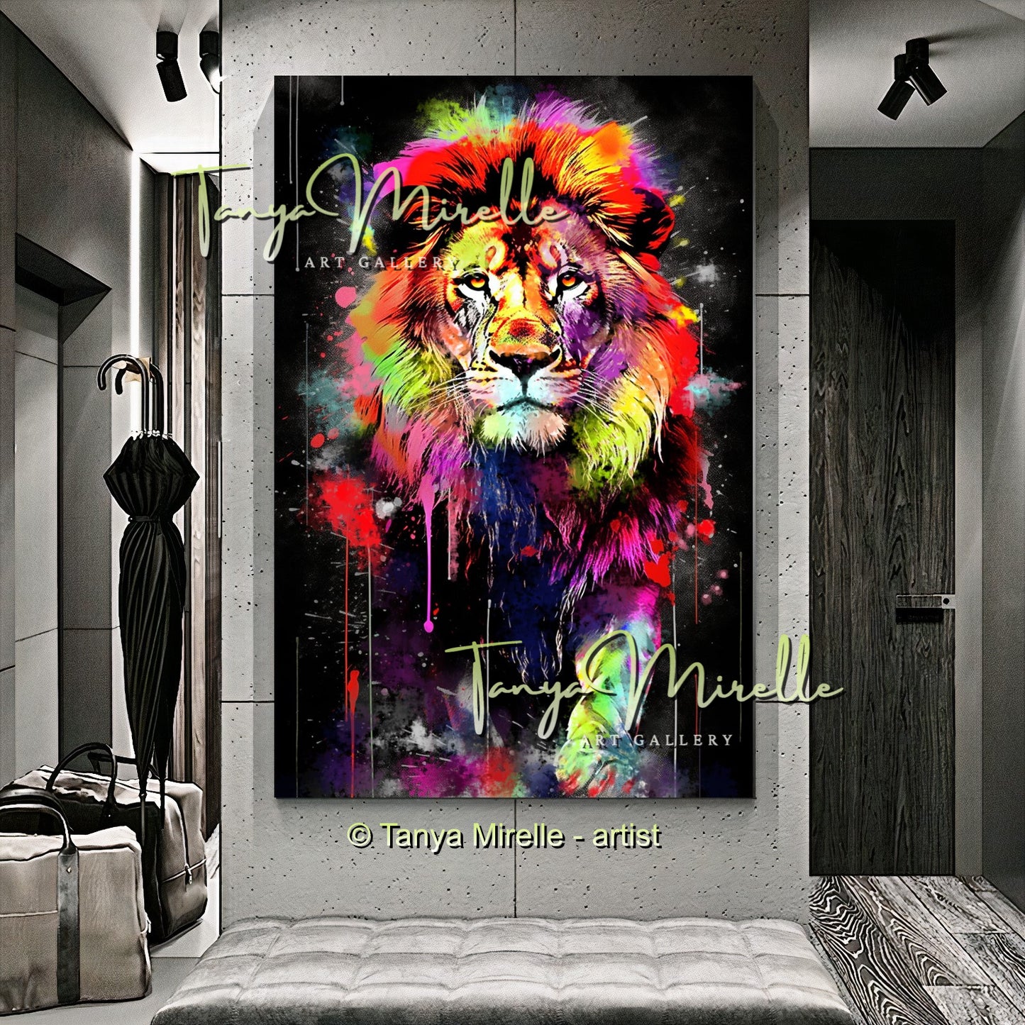 Colorful Graffiti Lion Canvas Print – Vibrant Animal Wall Art