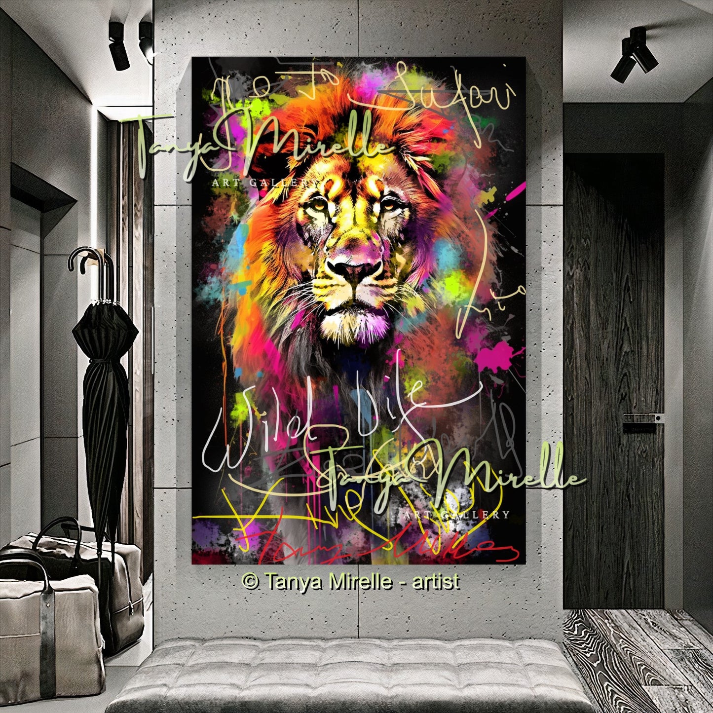Colorful Graffiti Lion Canvas Print – Vibrant Animal Wall Art
